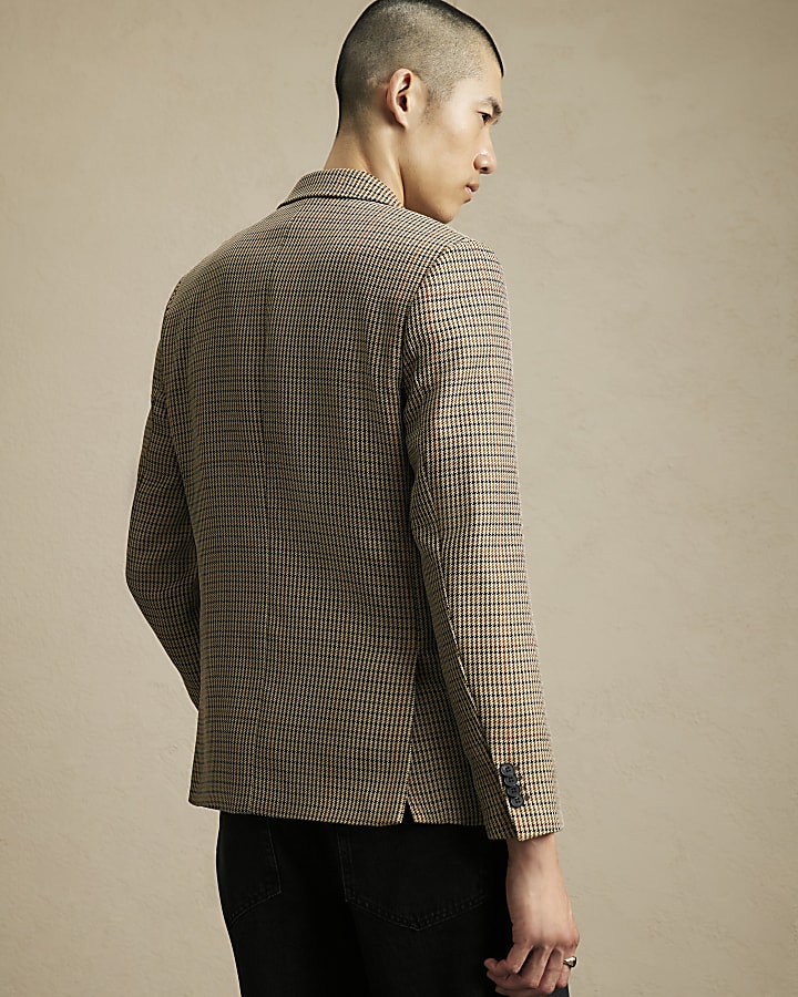 Brown Puptooth Check Blazer