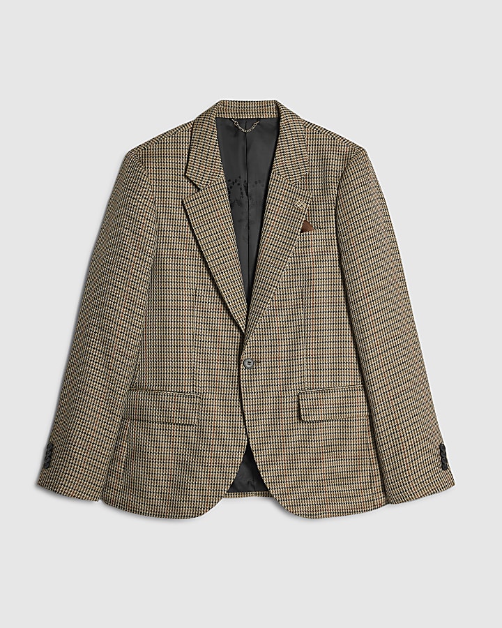 Brown Puptooth Check Blazer