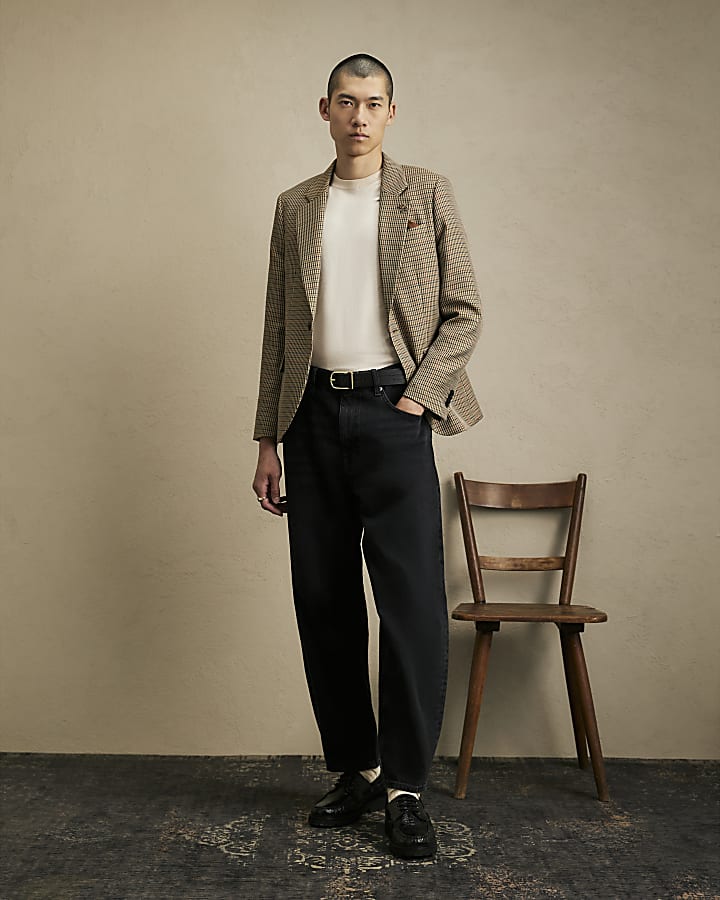 Brown Puptooth Check Blazer