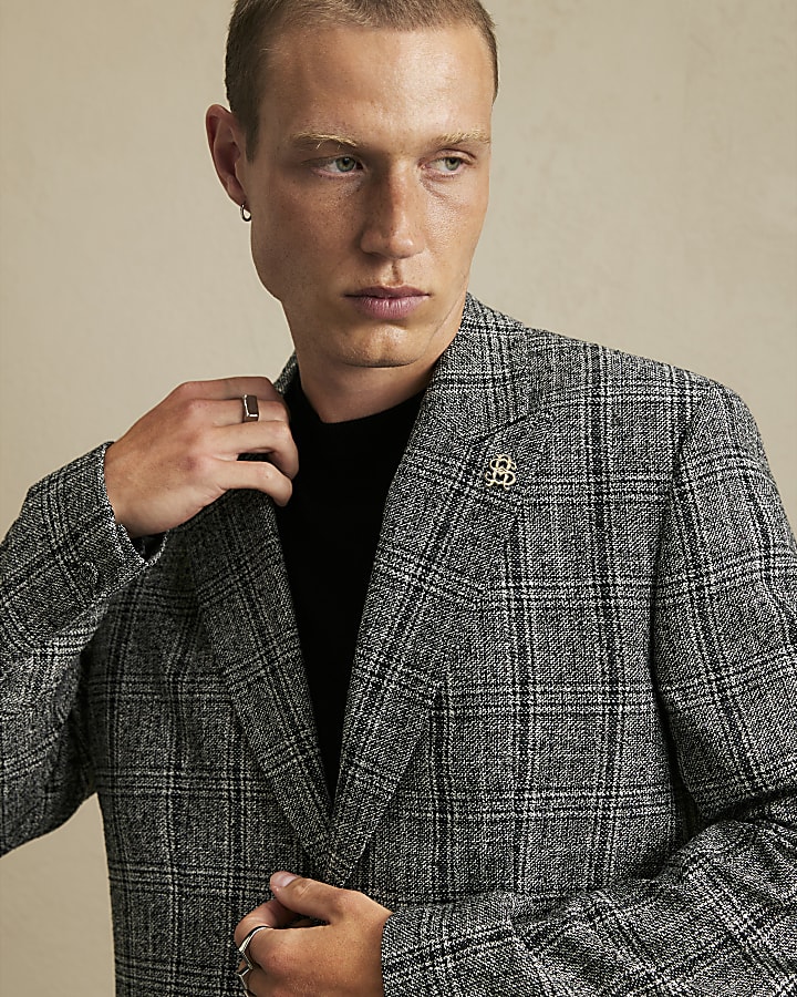 Grey Check Suit Jacket