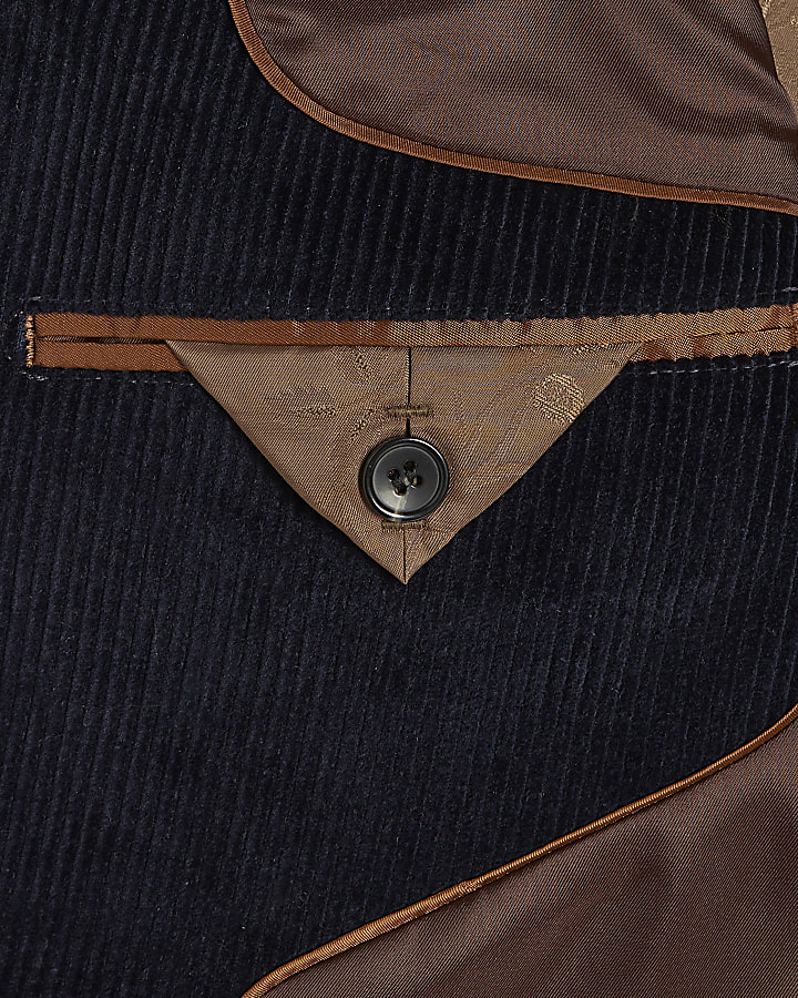 Navy Slim Fit Corduroy Suit Jacket