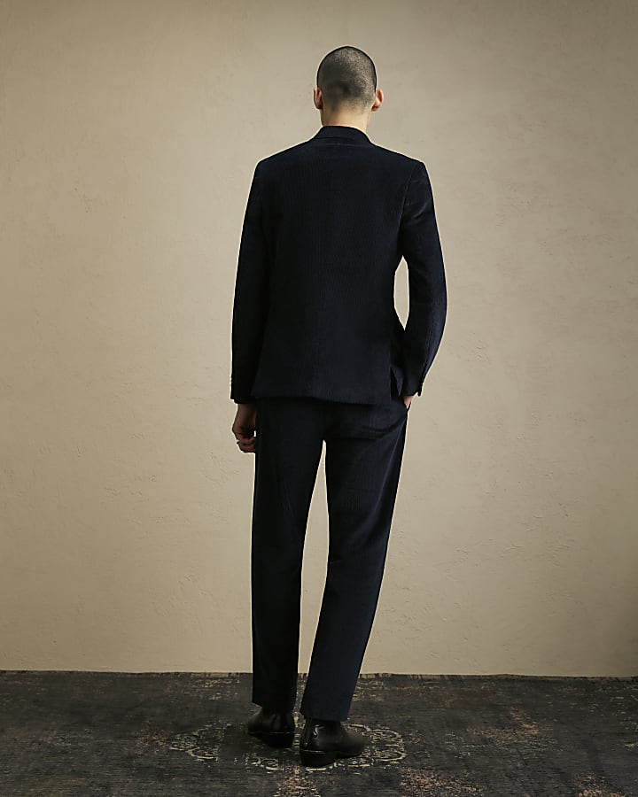 Navy Slim Fit Corduroy Suit Trousers