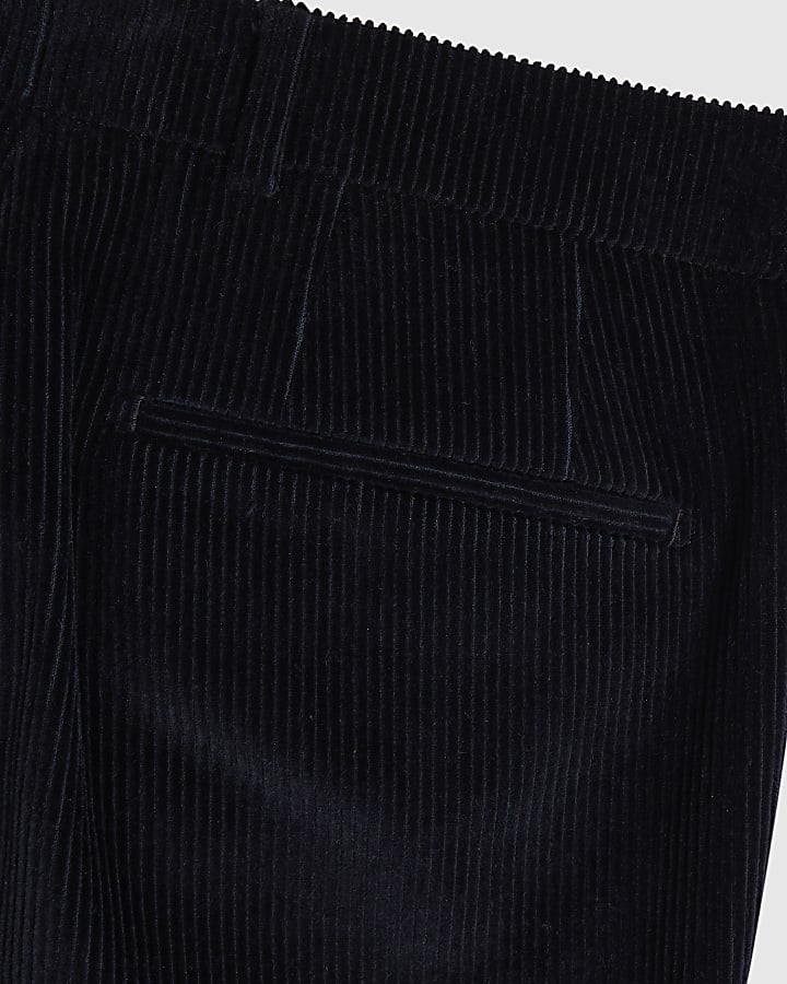 Navy Slim Fit Corduroy Suit Trousers