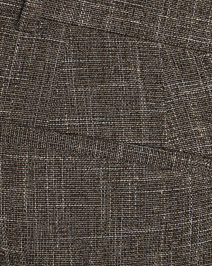Brown Slim Fit Textured Suit Trousers
