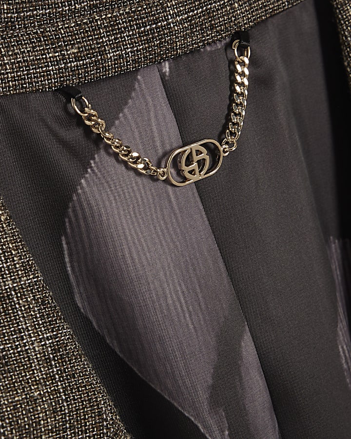 Brown Slim Fit Textured Blazer