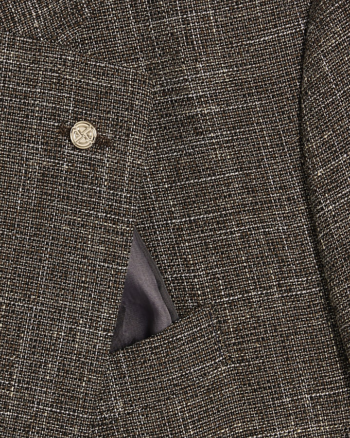 Brown Slim Fit Textured Blazer