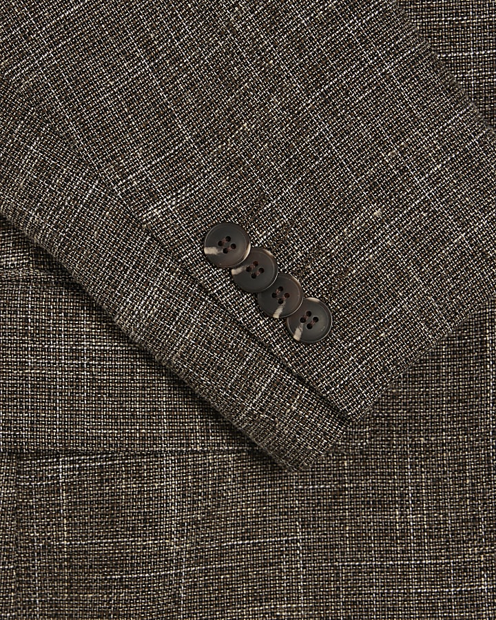 Brown Slim Fit Textured Blazer