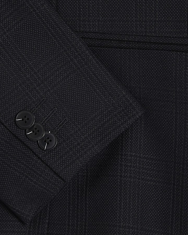 Blue Slim Fit Check Suit Jacket