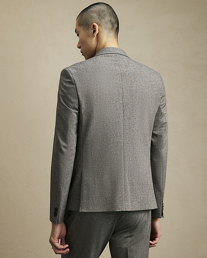 Grey Slim Fit Puptooth Suit Jacket