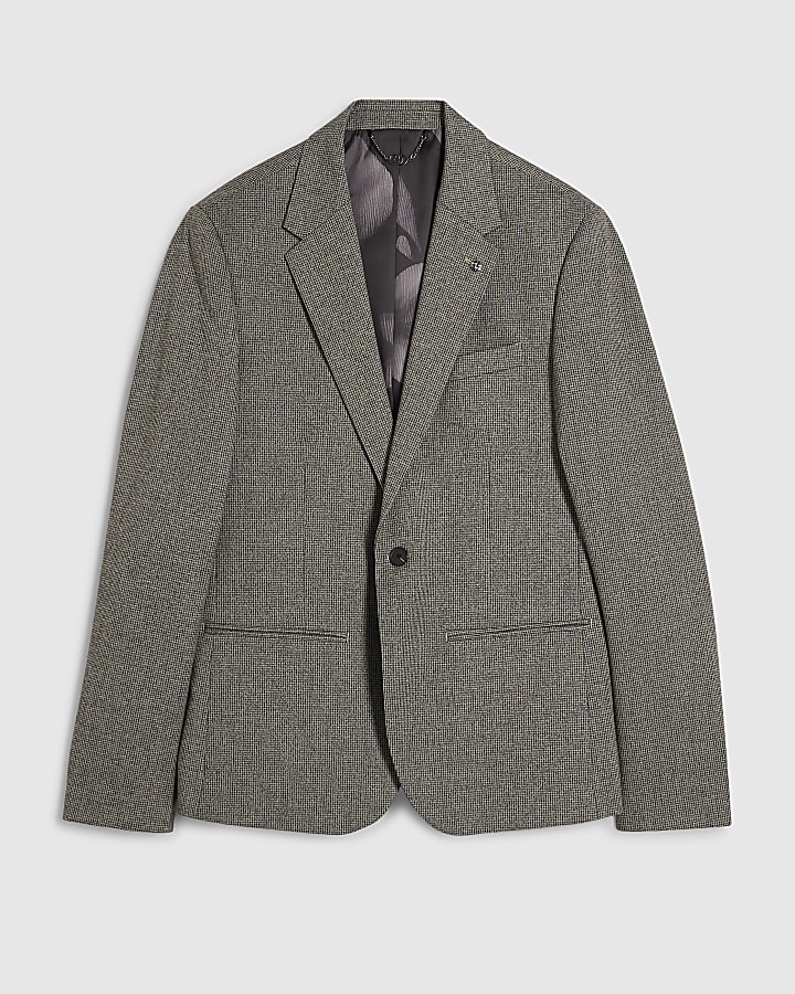 Grey Slim Fit Puptooth Suit Jacket