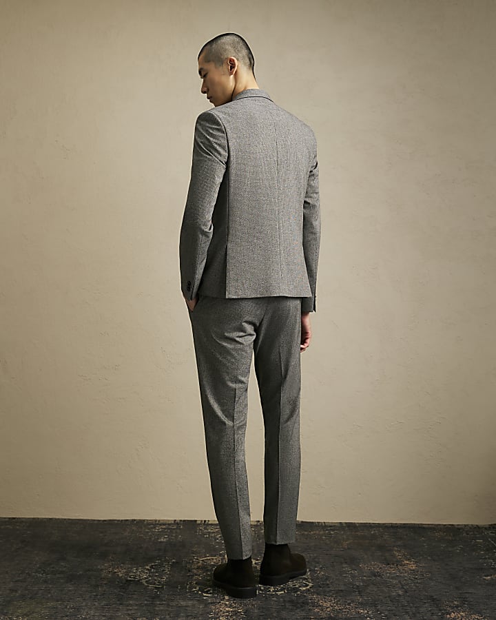 Grey Slim Fit Puptooth Suit Trousers