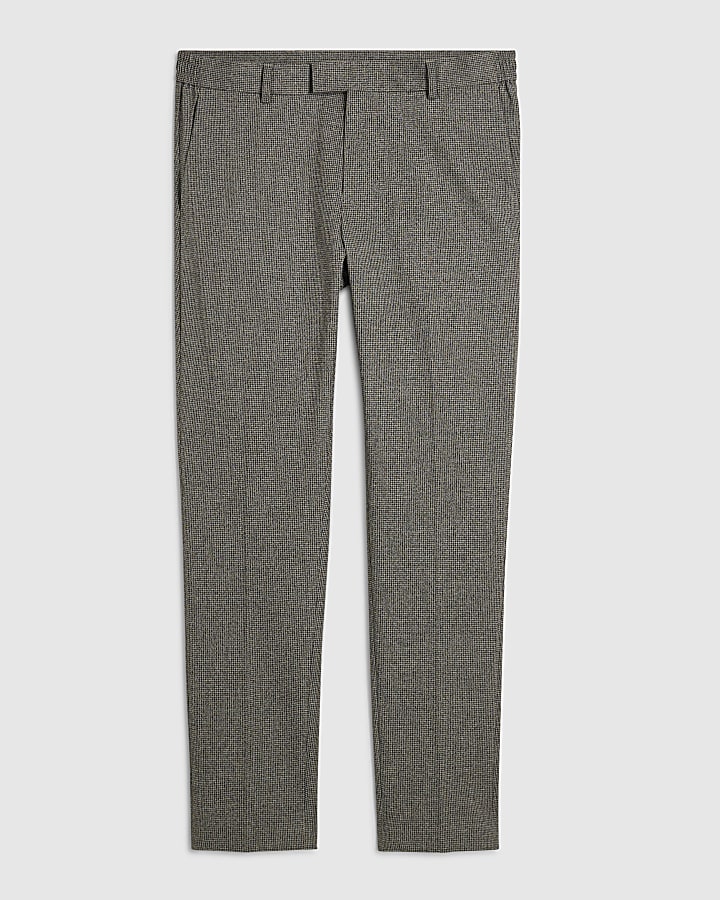 Grey Slim Fit Puptooth Suit Trousers