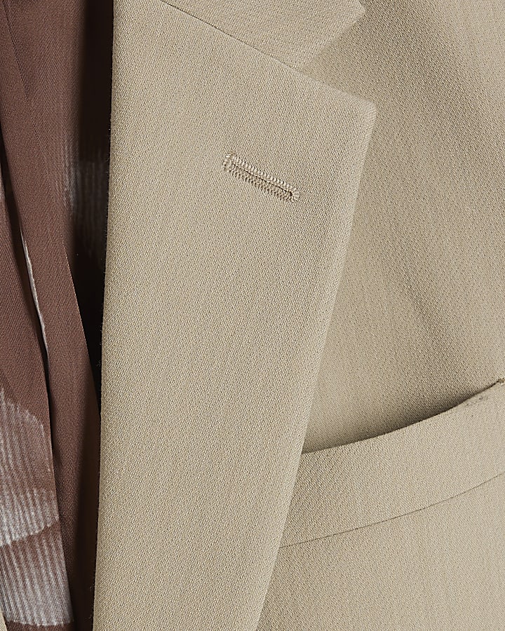 Beige Skinny Fit Suit Jacket
