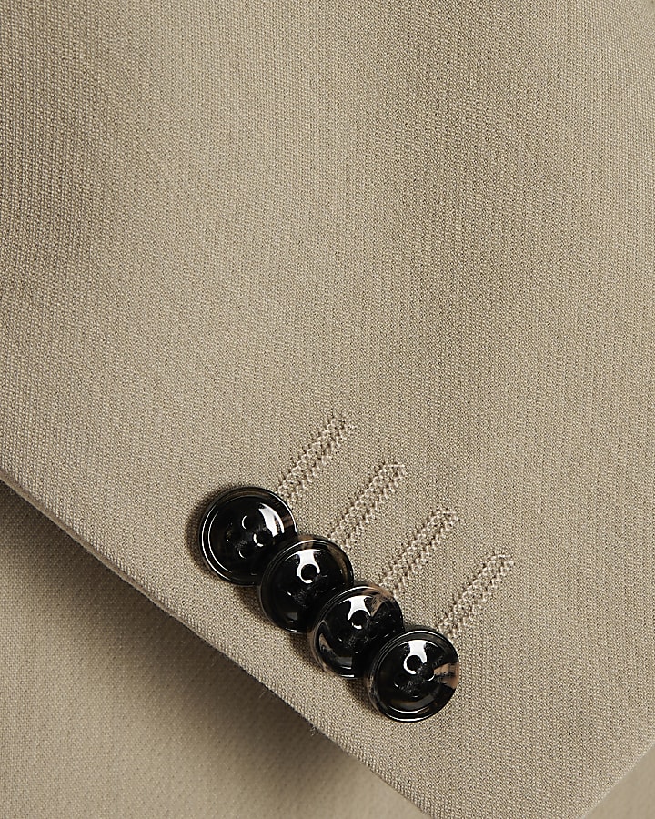 Beige Skinny Fit Suit Jacket