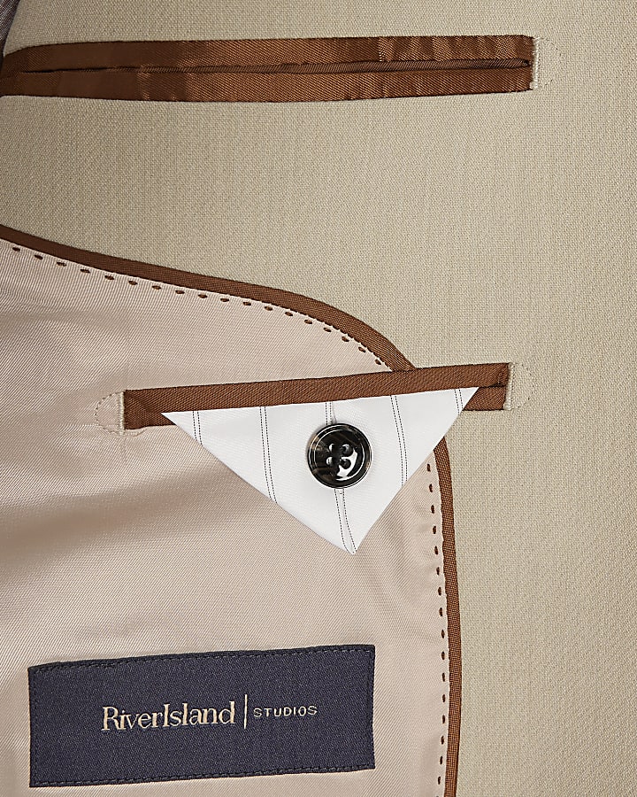 Beige Skinny Fit Suit Jacket