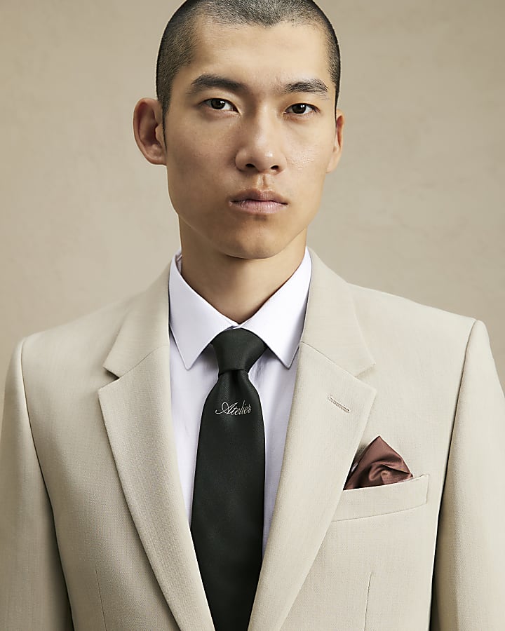 Beige Skinny Fit Suit Jacket