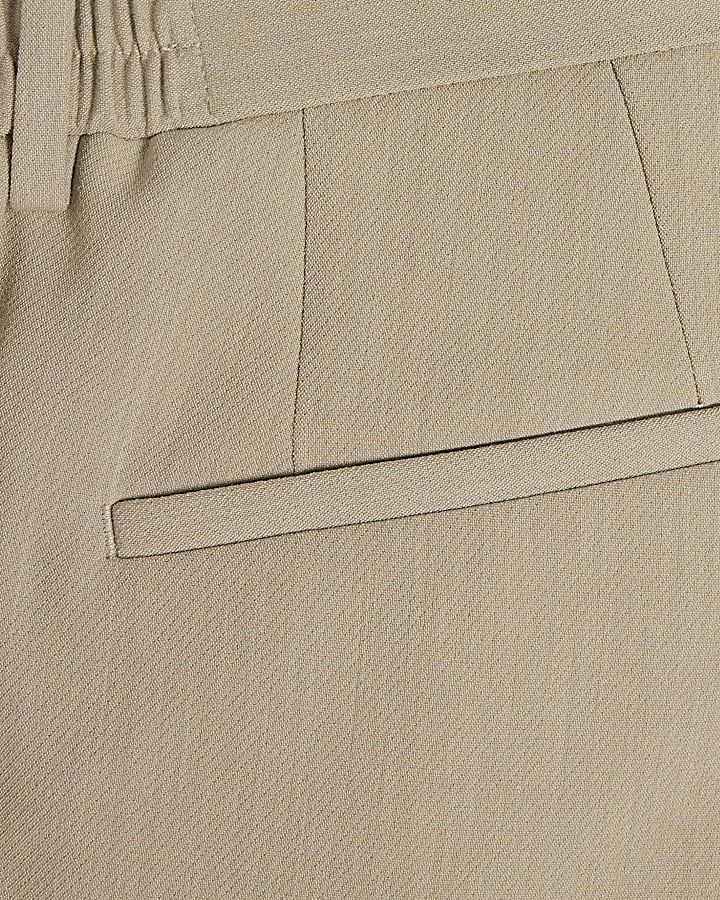Beige Skinny Fit Suit Trousers