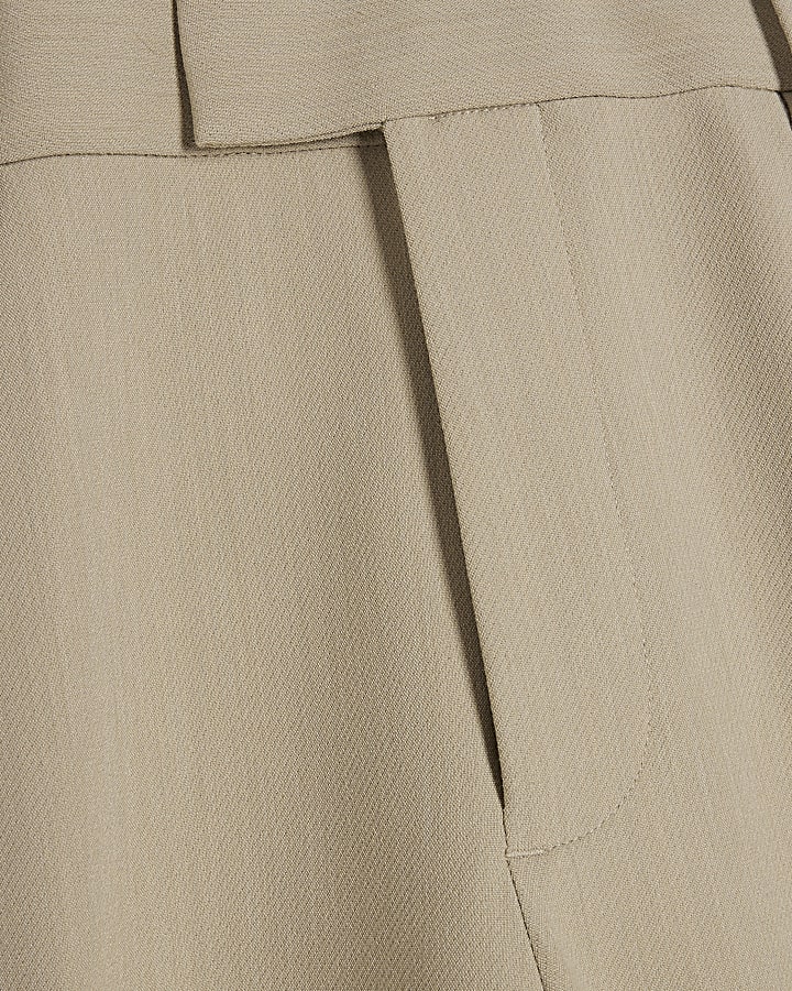 Beige Skinny Fit Suit Trousers
