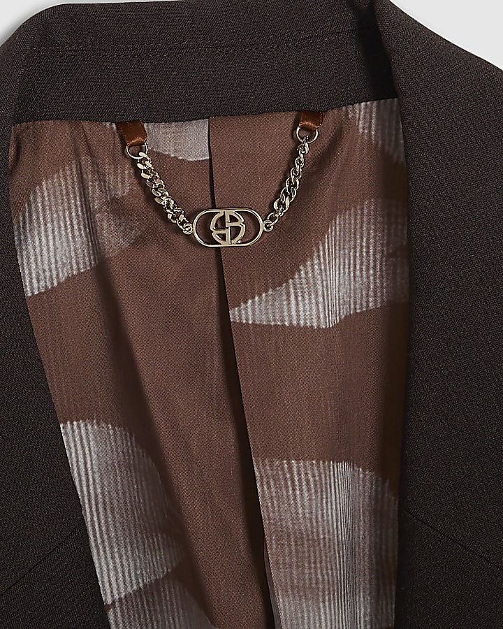 Brown Skinny Fit Suit Jacket