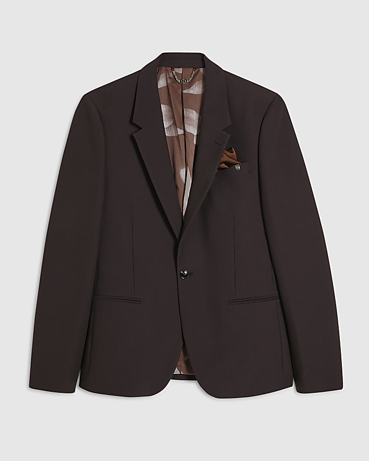 Brown Skinny Fit Suit Jacket