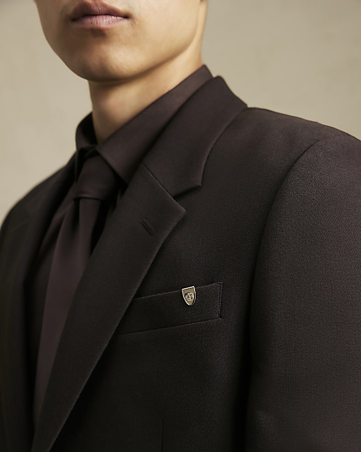 Brown Skinny Fit Suit Jacket