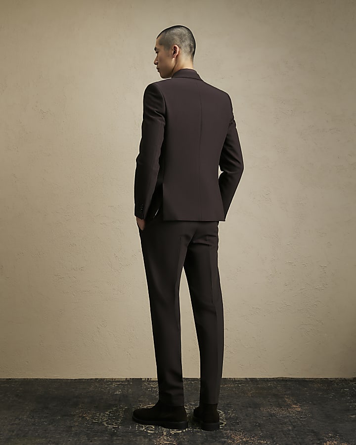 Brown Skinny Fit Suit Trousers