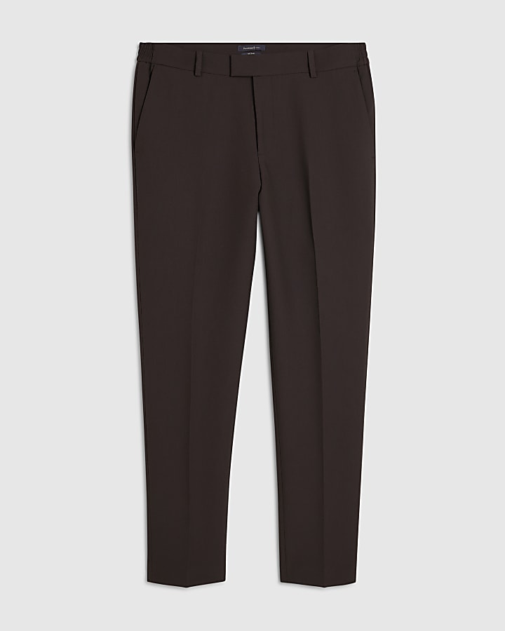 Brown Skinny Fit Suit Trousers