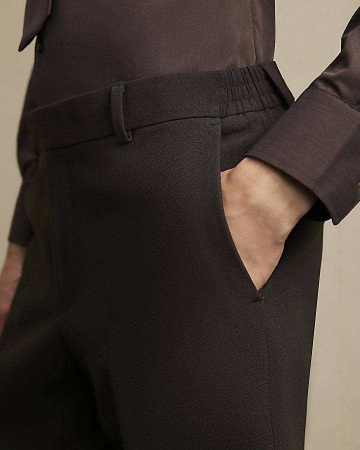 Brown Skinny Fit Suit Trousers