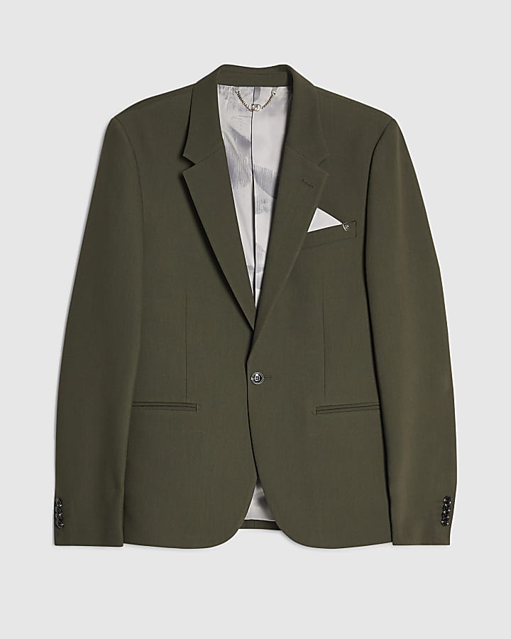 Khaki Skinny Fit Suit Jacket