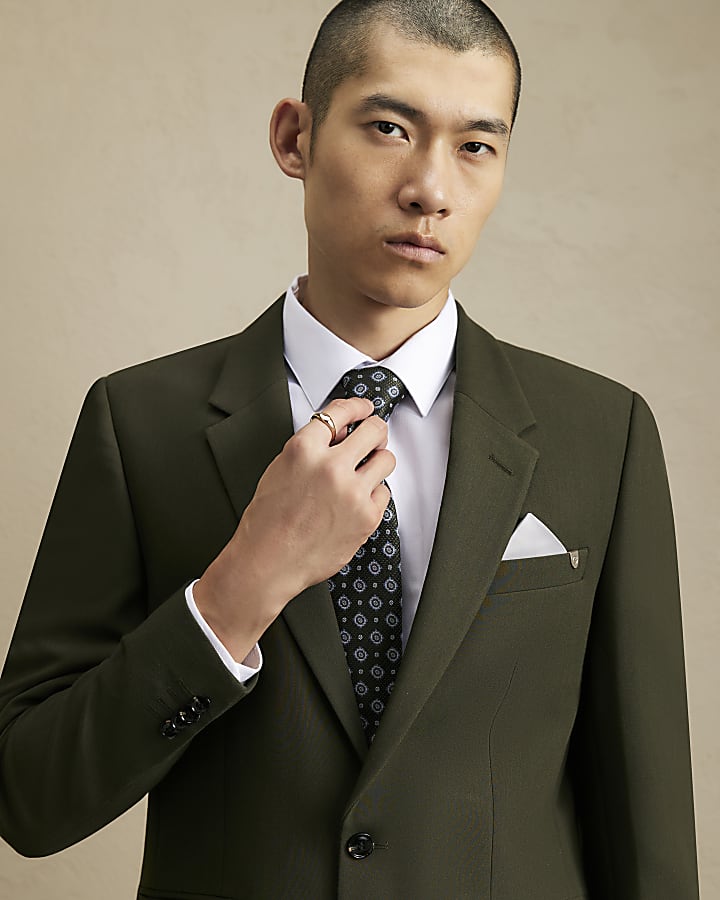 Khaki Skinny Fit Suit Jacket