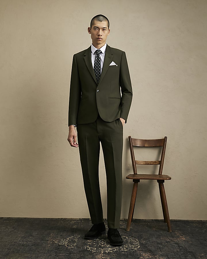 Khaki Skinny Fit Suit Jacket