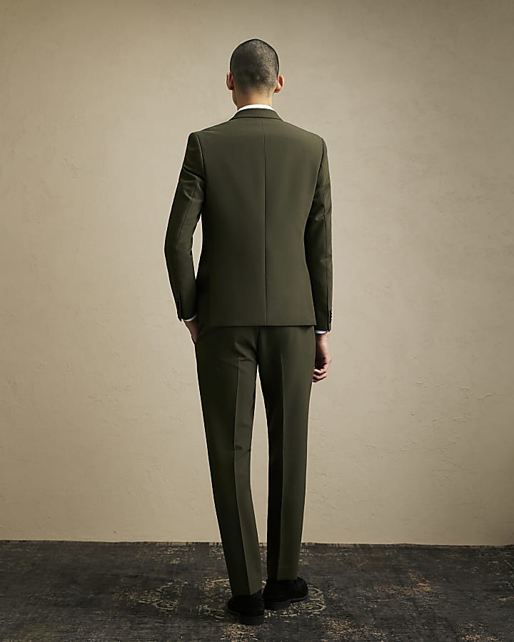 Khaki Skinny Fit Suit Trousers