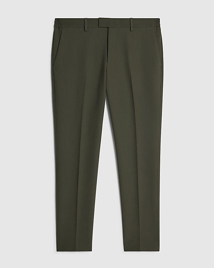 Khaki Skinny Fit Suit Trousers