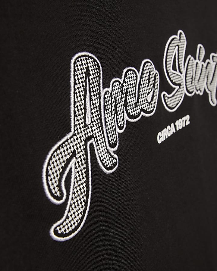 Black Regular Fit Houndstooth T-Shirt