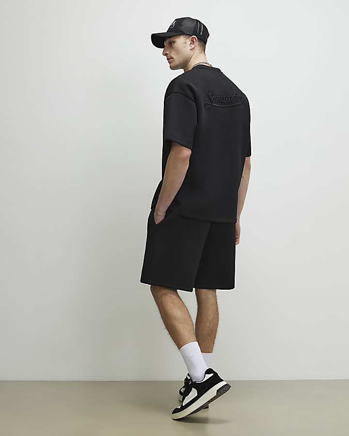 Black Regular Fit Sanctuaire Shorts