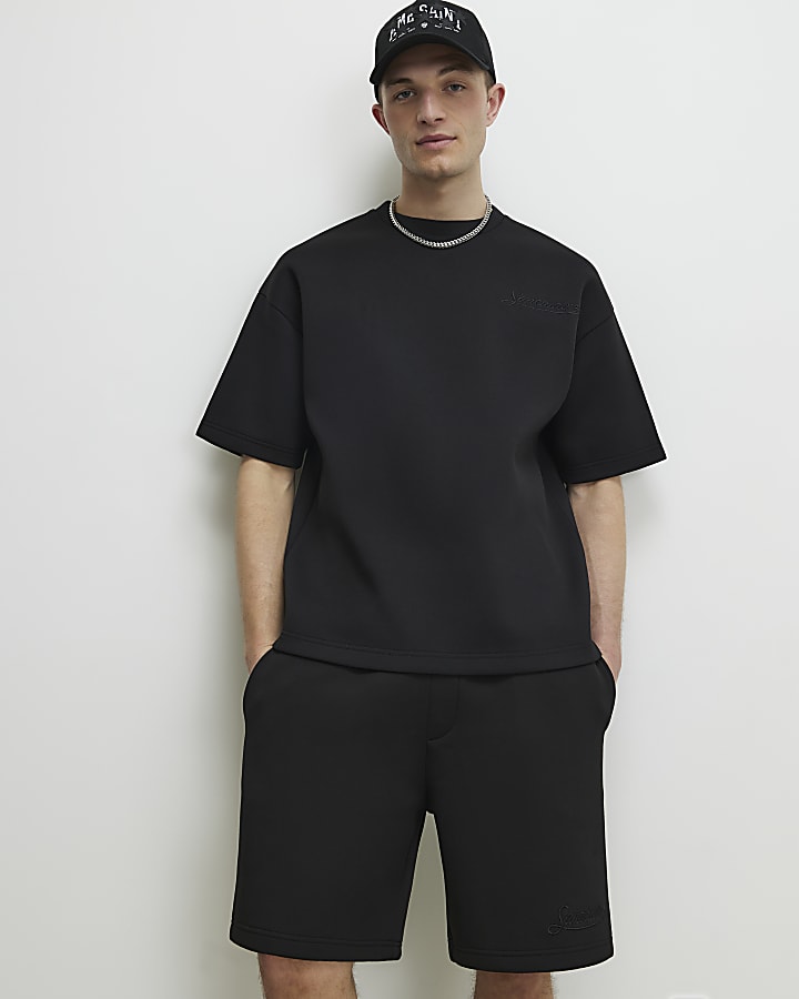 Black Regular Fit Sanctuaire Shorts