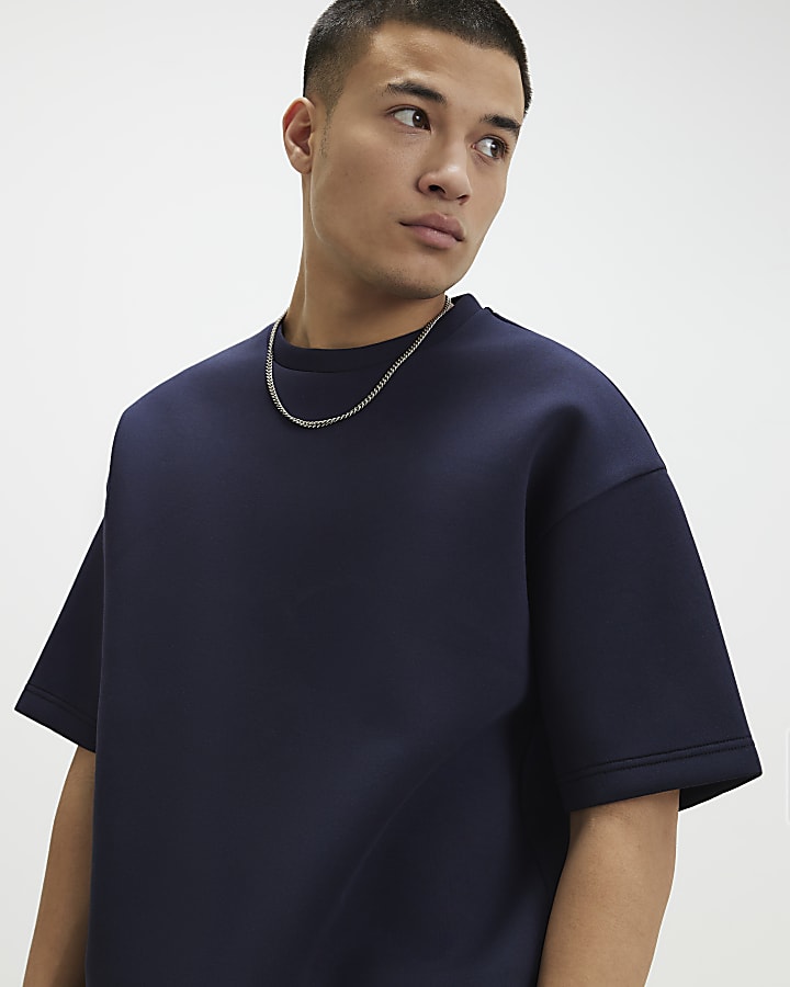 Navy Oversized Fit Crew Neck T-Shirt