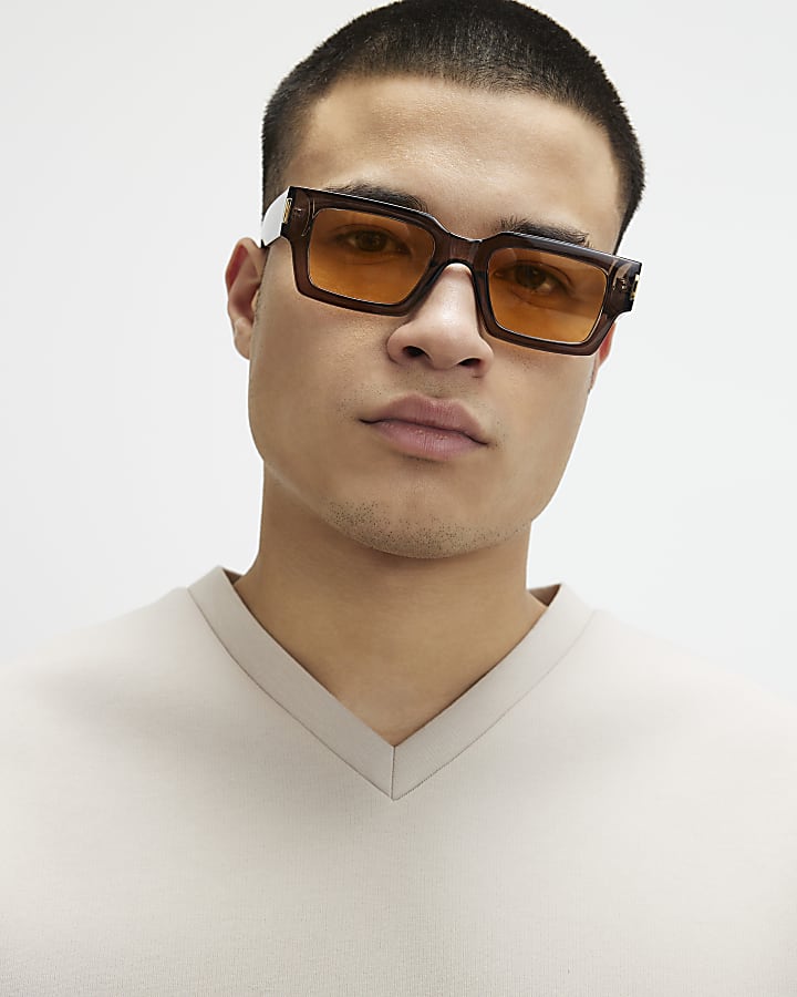 Beige Oversized Fit V Neck Premium T-Shirt