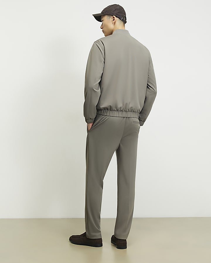 Grey Slim Fit Fine Textured Trousers