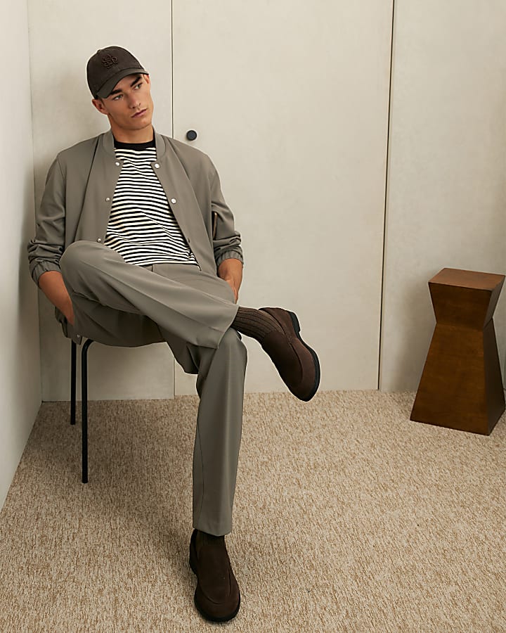 Grey Slim Fit Fine Textured Trousers