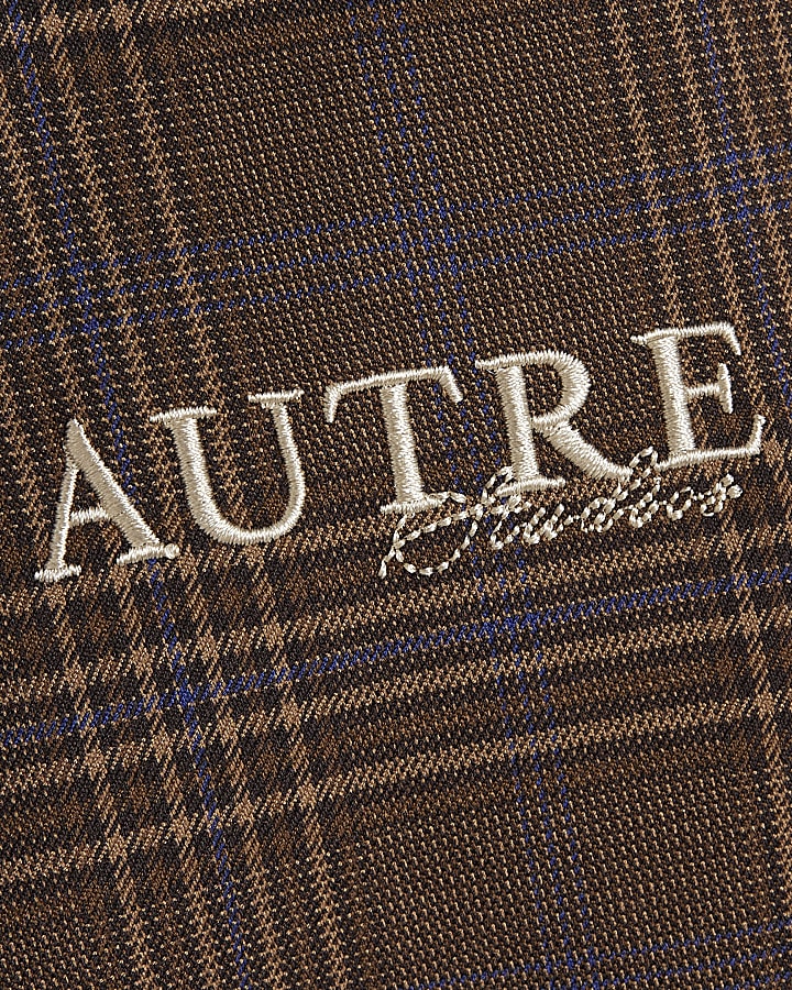 Brown Regular Fit Check Autre Suit Jacket