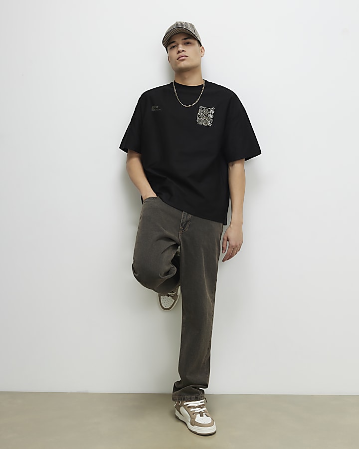Black Oversized Fit Kagawa Dragon T-Shirt