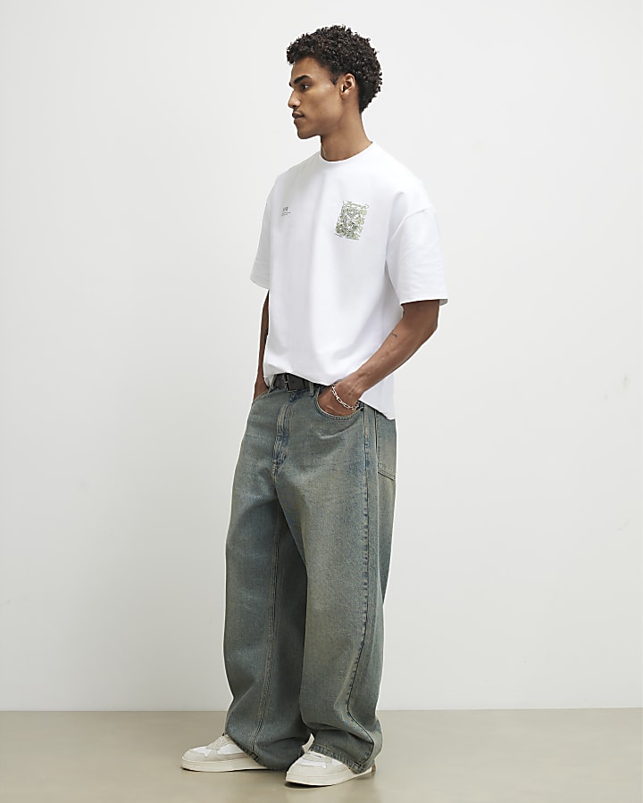 White Oversized Fit Kagawa Dragon T-Shirt