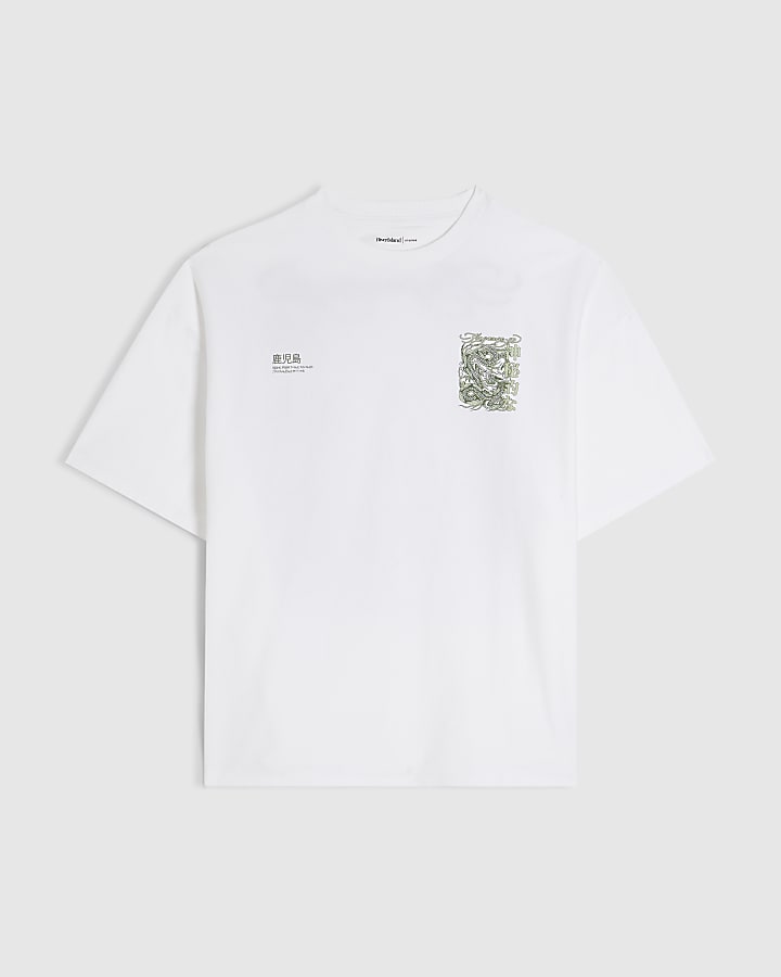White Oversized Fit Kagawa Dragon T-Shirt