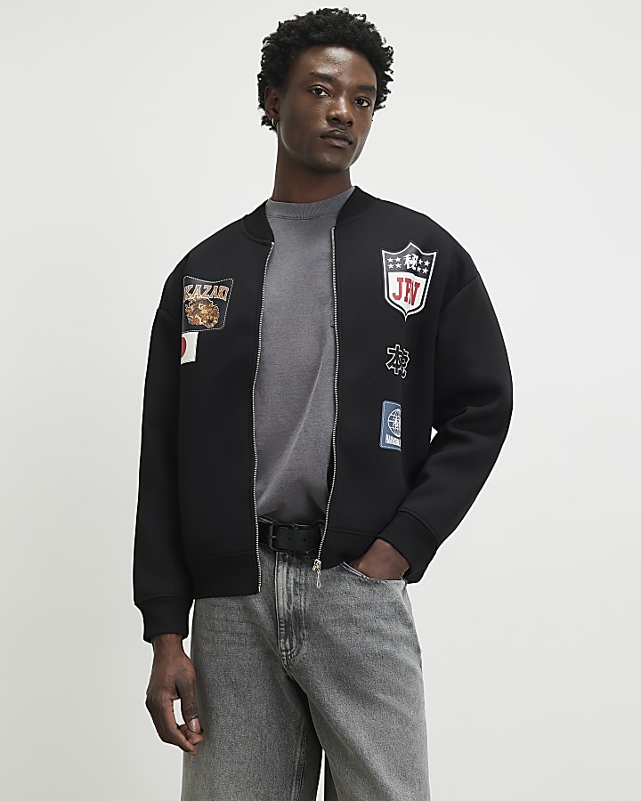 Black Regular Fit Kazaki Bomber Jacket