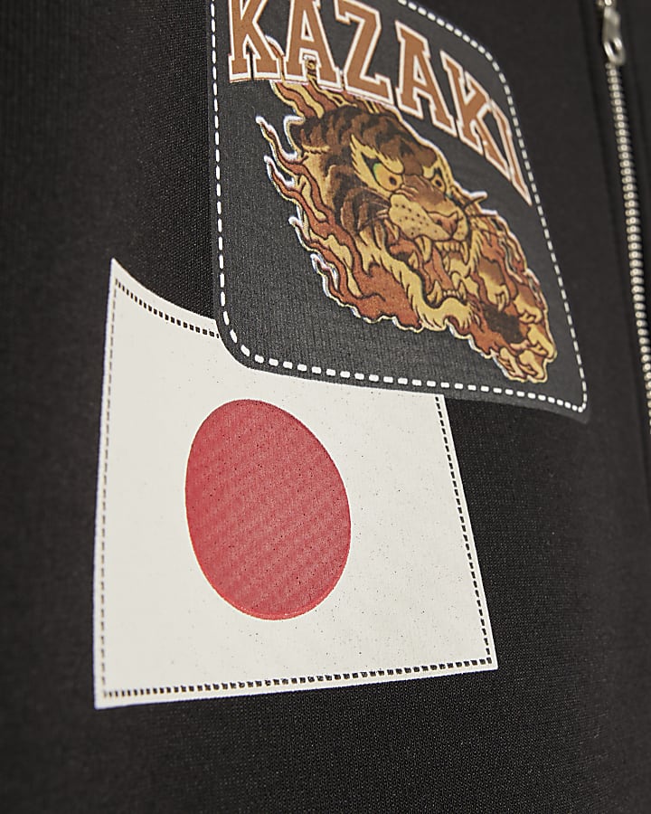 Black Regular Fit Kazaki Bomber Jacket