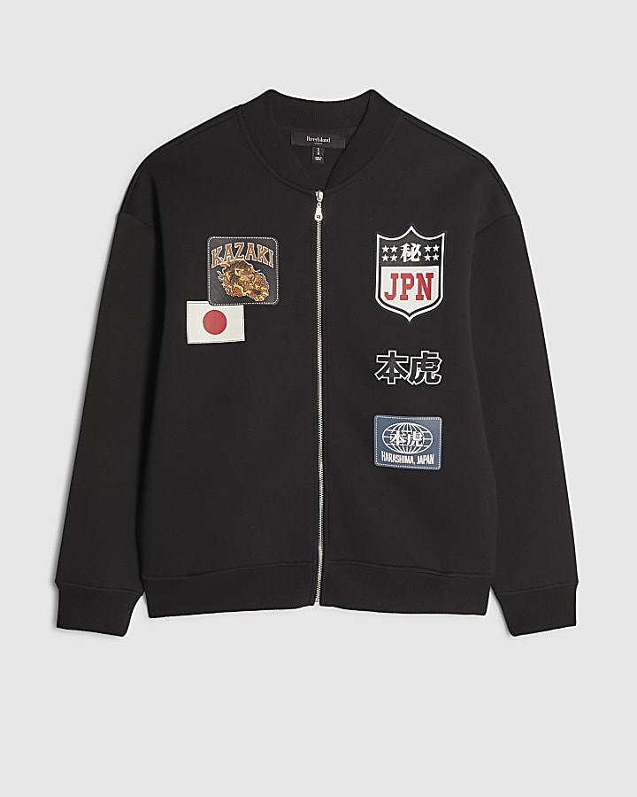 Black Regular Fit Kazaki Bomber Jacket