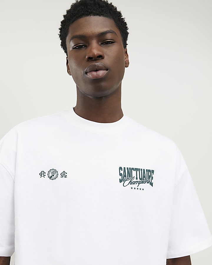 White Oversized Fit Sanctuaire Champ T-Shirt