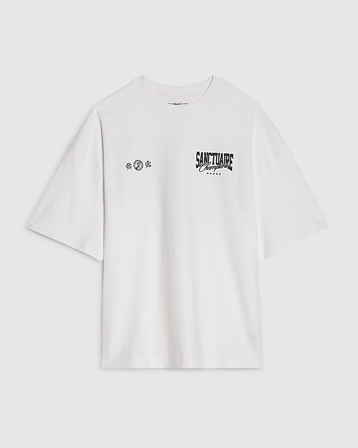 White Oversized Fit Sanctuaire Champ T-Shirt