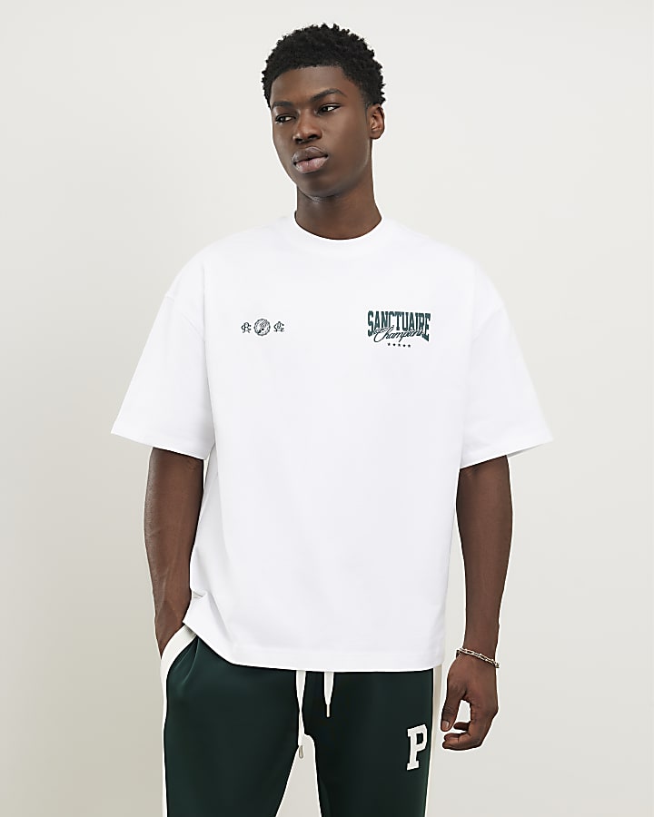 White Oversized Fit Sanctuaire Champ T-Shirt